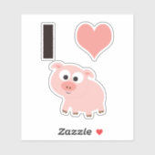 Sticker Mignons cochons que j'aime avec un cochon de dessi (Feuille)