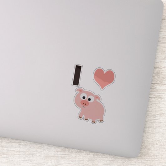 Sticker Mignons cochons que j'aime avec un cochon de dessi (Détail)