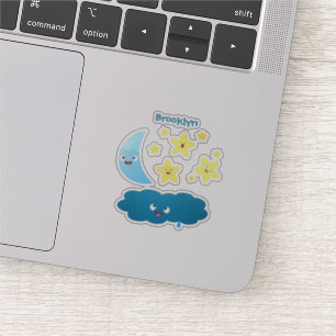 Sticker Mignons étoiles chantant, lune et bande dessinée d