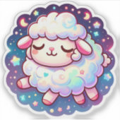 Sticker Mignons moutons de rêve avec étoiles et lune (Devant)