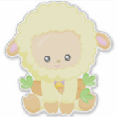 Sticker Mignons, Petits moutons, Moutons Jaunes, Carottes (Devant)