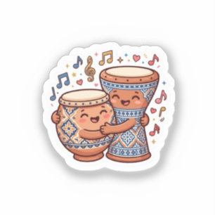 Sticker Mignons Tambours Traditionnels Marocains En Argile