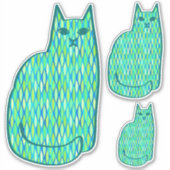 Sticker Milieu du siècle moderne Chat, Mint et Lime Vert (Devant)