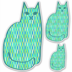 Sticker Milieu du siècle moderne Chat, Mint et Lime Vert
