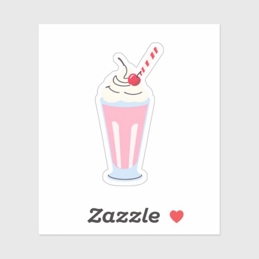 Sticker Milkshake à la fraise (Feuille)