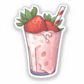 Sticker Milkshake de fraise de dessin animé (Recto)