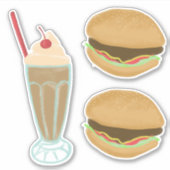Sticker Milkshake et 2 Hamburger Dessin Art (Devant)