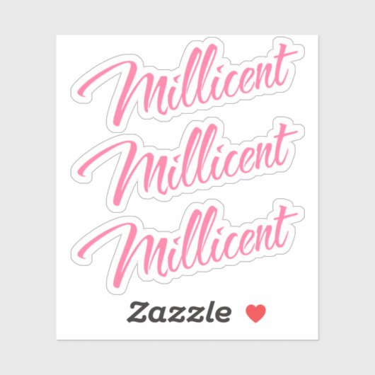 Sticker Millicone nom rose décoratif cursive x3 (Feuille)