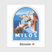Sticker Milos Grèce Travel Art Vintage (Feuille)
