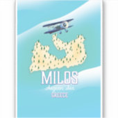 Sticker Milos, île grecque Carte de voyage poster art. (Devant)