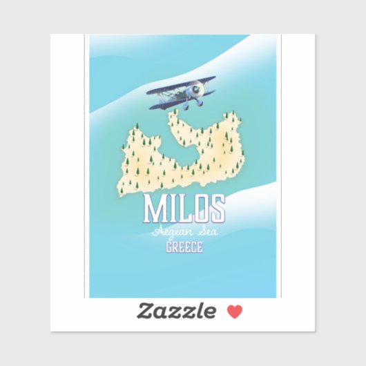 Sticker Milos, île grecque Carte de voyage poster art. (Feuille)
