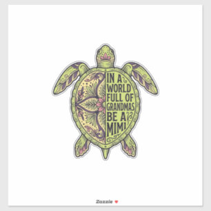 Sticker Mimi Grand-mère Tortue de mer Vintage floral shirt