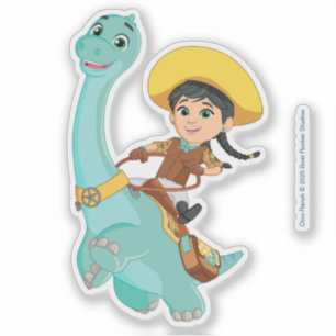 Sticker Min & Clover   Joyeux Cowgirl & Brontosaurus Ride