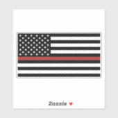 Sticker Mince ligne rouge pompier Amérique drapeau feu Sec (Feuille)