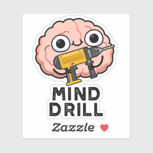 Sticker Mind Drill Funny Brain Tool Pun (Feuille)