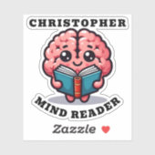 Sticker Mind Reader Funny Pun avec nom (Feuille)