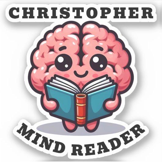 Sticker Mind Reader Funny Pun avec nom (Devant)