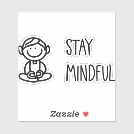 Sticker Mindfulness mignonne Noir et Blanc (Feuille)