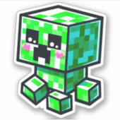 Sticker Minecraft, Cute Creeper, Minecrafter, Chibi Kawaii (Devant)