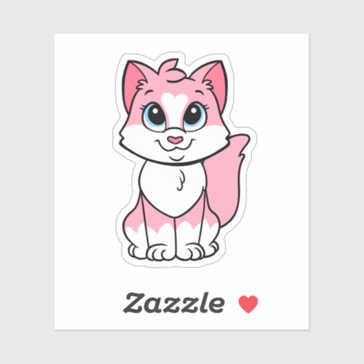 Sticker Minette, chaton rose (Feuille)