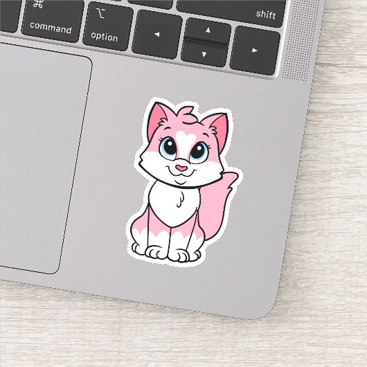Sticker Minette, chaton rose (Détail)