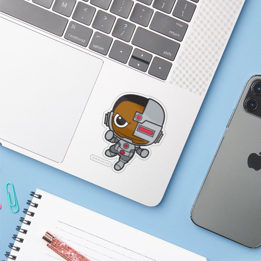 Sticker Mini Cyborg (Ordinateur portable avec iPhone)