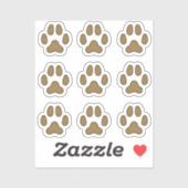 Sticker Mini Empreintes de pattes Chien Brown Titres d'ani (Feuille)