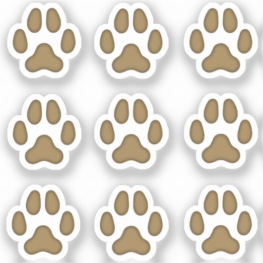 Sticker Mini Empreintes de pattes Chien Brown Titres d'ani (Recto)