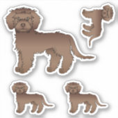Sticker Mini Goldendoodle au Chocolat Chien de Dessin Anim (Devant)