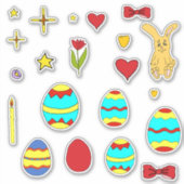 Sticker Mini mignon Happy Fleurs de Pâques dessin animé (Devant)