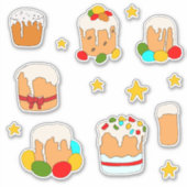 Sticker Mini mignon Happy Fleurs de Pâques dessin animé St (Devant)