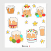 Sticker Mini mignon Happy Fleurs de Pâques dessin animé St (Feuille)