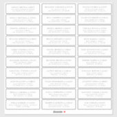 Sticker Mini moderne Elégant Nom d'invité Adresse (Feuille)