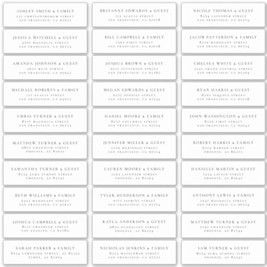Sticker Mini moderne Elégant Nom d'invité Adresse (Devant)