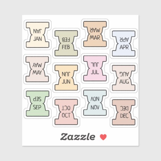 Sticker Mini Monthly Index Tab Pastel Bujo Planner Folded  (Feuille)
