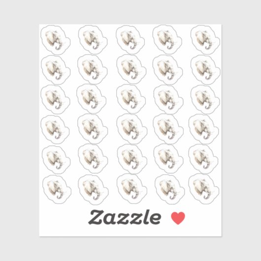 Sticker Mini-Stickers tête d'éléphant aquarelle (Feuille)