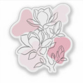 Sticker Minimal Magnolia Line Art – Soft Pink Botanical  (Devant)