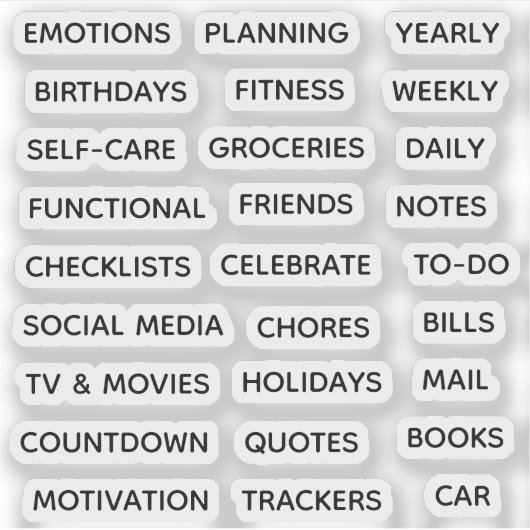 Sticker Minimal Text Planner Tab Label Binder Divider Tab (Devant)