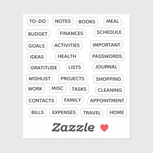 Sticker Minimal Text Planner Tab Label Binder Divider Tab  (Feuille)