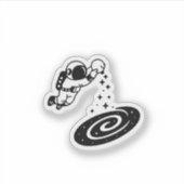 Sticker "Minimalist Astronaut Pouring Stars into Galaxy" (Devant)