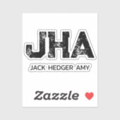 STICKER MINIMALIST BLACK THREE LETTER MONOGRAM NAME CLEAR (Feuille)