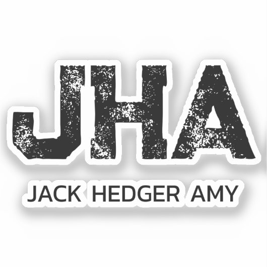 STICKER MINIMALIST BLACK THREE LETTER MONOGRAM NAME CLEAR (Recto)