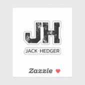 STICKER MINIMALIST BLACK TWO LETTER MONOGRAM NAME CLEAR (Feuille)