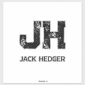 STICKER MINIMALIST BLACK TWO LETTER MONOGRAM NAME CLEAR (Feuille)
