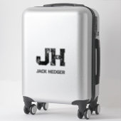 STICKER MINIMALIST BLACK TWO LETTER MONOGRAM NAME CLEAR (Sur valise)