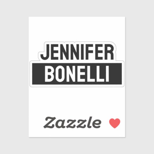 Sticker Minimalist Black & White Plain Elegant Modern Name (Feuille)