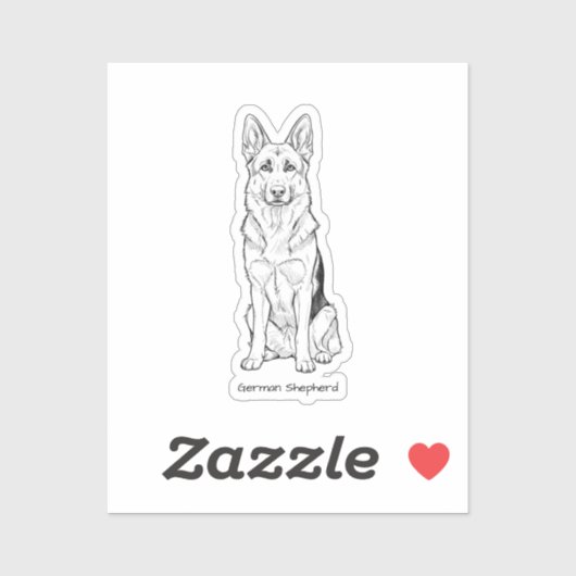 Sticker Minimalist German Shepherd Dog Line Art  (Feuille)