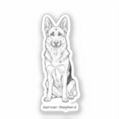Sticker Minimalist German Shepherd Dog Line Art  (Recto)