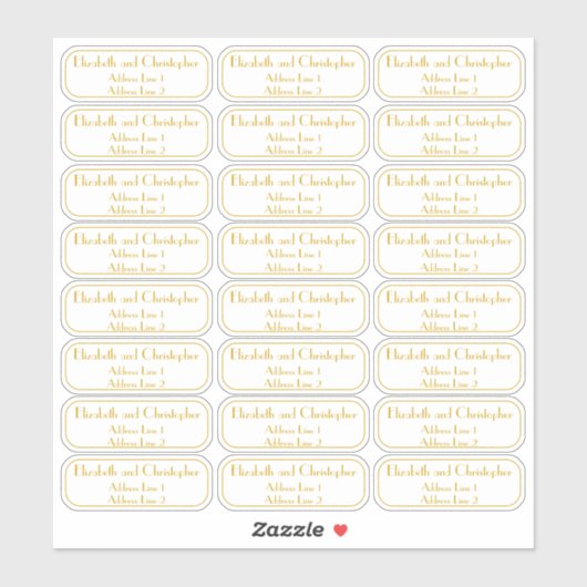 Sticker Minimalist Gold Couple Return Address Transparent  (Feuille)