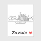 Sticker Minimalist Los Angeles Skyline Illustration (Feuille)